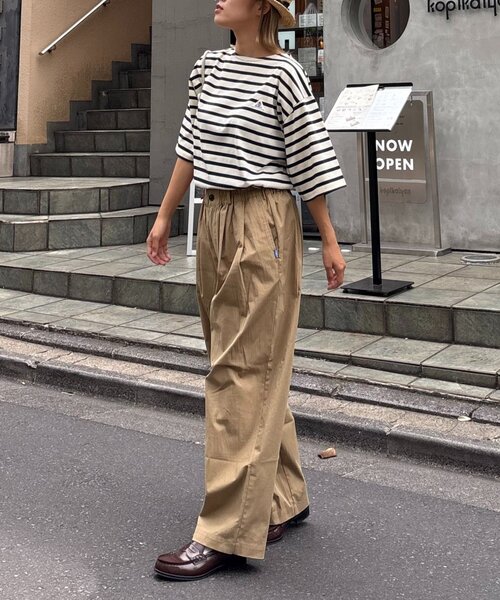 「GEVACO」 半袖Tシャツ LARGE ネイビー レディース_画像4