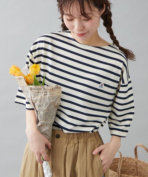 「GEVACO」 半袖Tシャツ LARGE ネイビー レディース_画像6