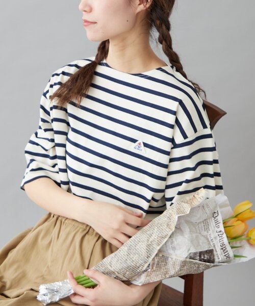 「GEVACO」 半袖Tシャツ LARGE ネイビー レディース_画像7