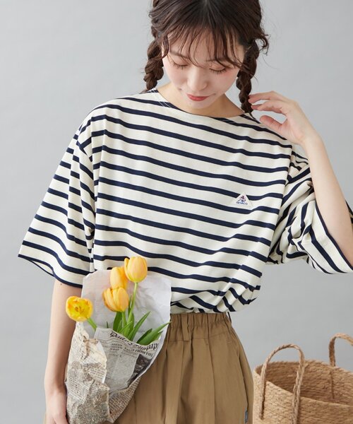 「GEVACO」 半袖Tシャツ LARGE ネイビー レディース_画像8