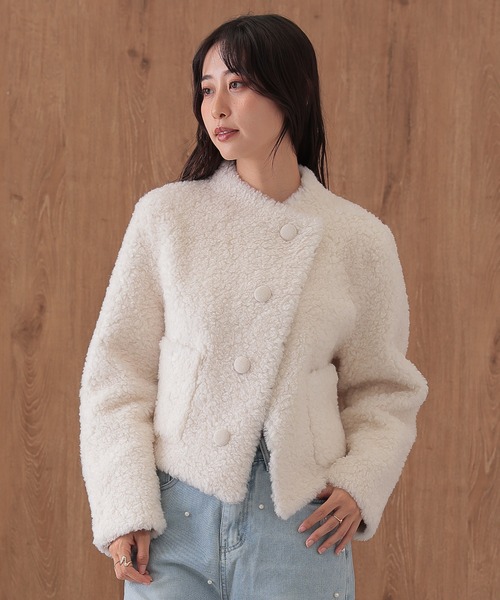 SUWDEE コート アウター wool boa wrap short coat レディース