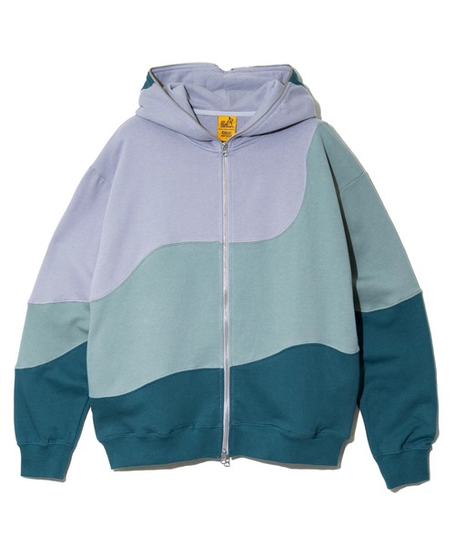 【未使用】Go slow caravan クレイジー 切り替え フルジップパーカー S ブルー 352615 メンズ ゴースローキャラバン 未使用】Go slow caravan クレイジー 切り替え フルジップパーカー S