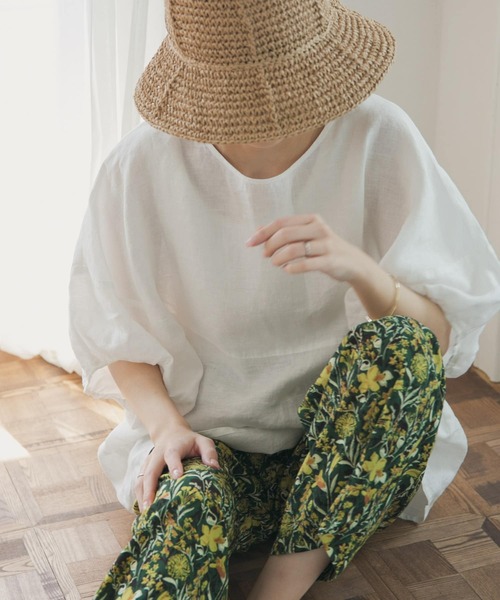 「URBAN RESEARCH DOORS」 半袖ブラウス MEDIUM ブルー レディース_画像3