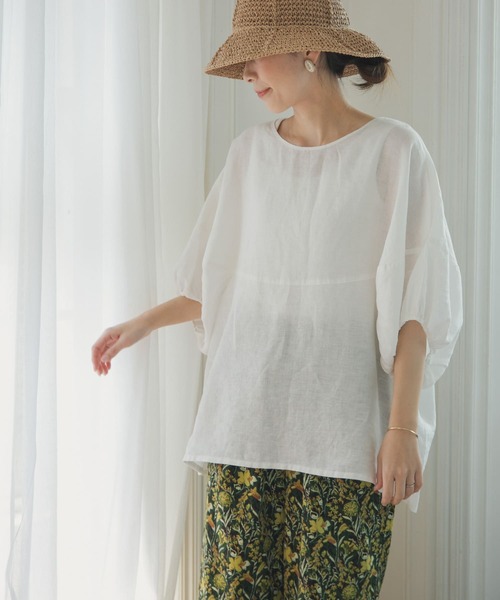 「URBAN RESEARCH DOORS」 半袖ブラウス MEDIUM ブルー レディース_画像5