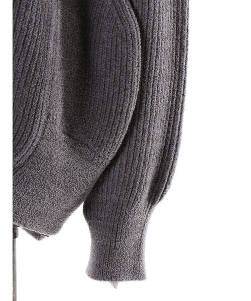 美品 24AW UN3D. アンスリード MOGOL LONG KT TOP モックネック ニット セーター 522462603101-01 サイズF グレー レディース 古着 中古 USED UN3D.（アンスリード）の「MOGOL LONG KT TOP / モールロングニット
