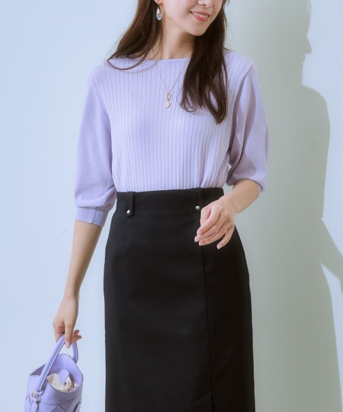 「7days Life Styling」 半袖ニット LL オフホワイト レディース_画像3