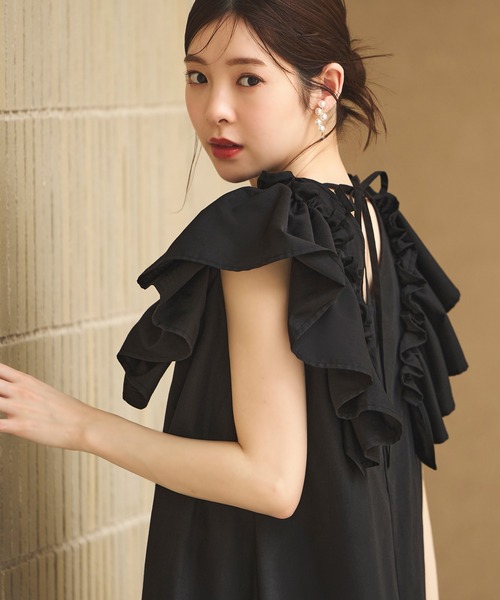 「RUIRUE BOUTIQUE」 ノースリーブワンピース LL ベージュ レディース_画像6