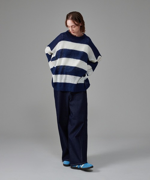 「ONCILY」 長袖ニット SMALL ネイビー メンズ_画像2