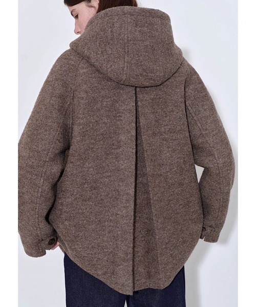 ダッフルコート コート スタンドカラーフード ウールダッフルコート