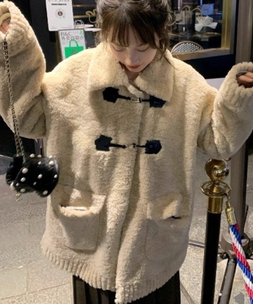 Maison Calme ダッフルコート コート オーバーサイズフェイクプードル