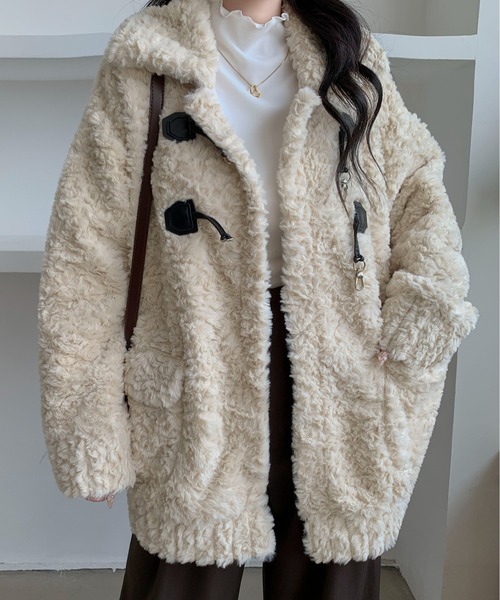 Maison Calme ダッフルコート コート オーバーサイズフェイクプードル