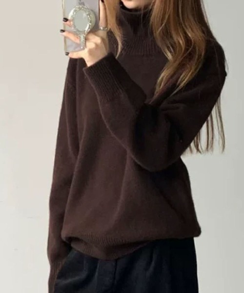 LOWO ニット セーター タートルネック ニット 長袖 トップス