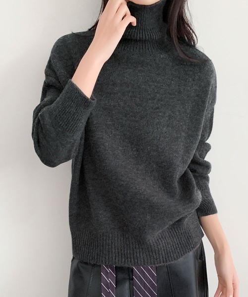 LOWO ニット セーター タートルネック ニット 長袖 トップス