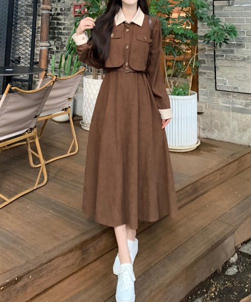 FAVORITO ワンピース 配色長袖ワンピース : ZOZOTOWN Yahoo!店 - 通販