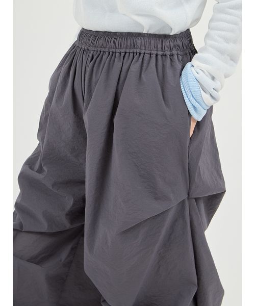 emmi ワイドパンツ パンツ ランダムタックナイロンワークパンツ