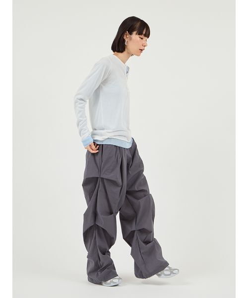 emmi パンツ ランダムタックナイロンワークパンツ レディース