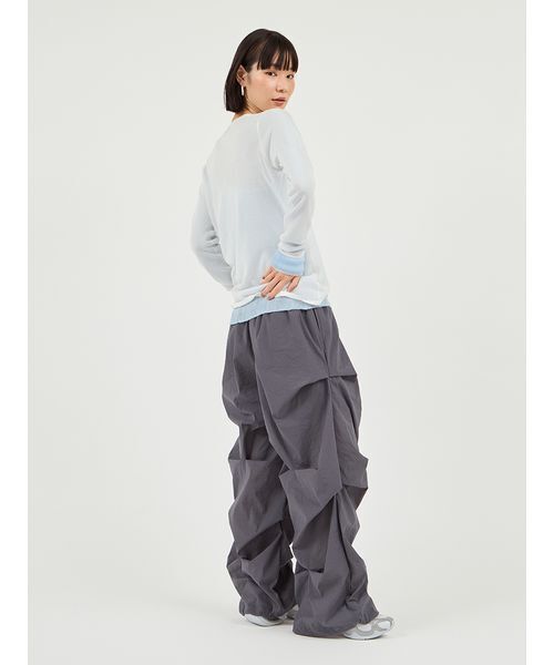 emmi ワイドパンツ パンツ ランダムタックナイロンワークパンツ