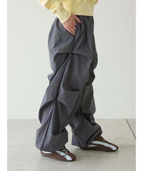 emmi ワイドパンツ パンツ ランダムタックナイロンワークパンツ