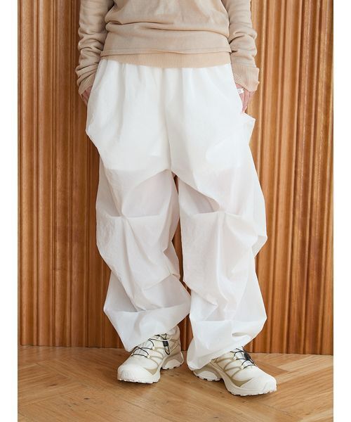 emmi パンツ ランダムタックナイロンワークパンツ レディース