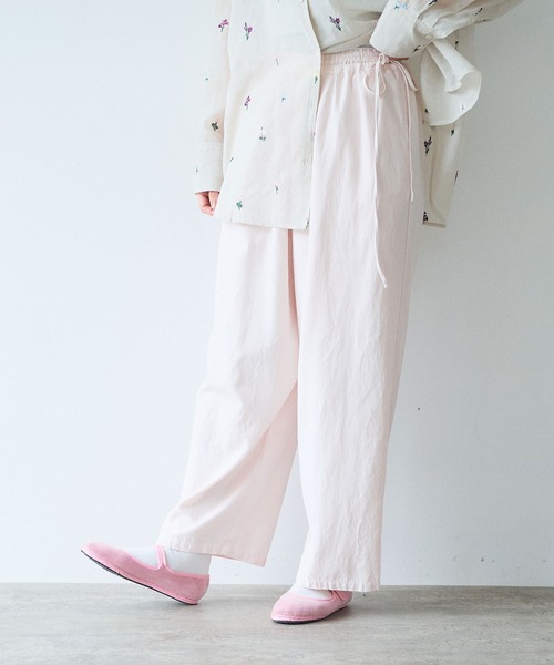 yuni パンツ Rayon/cotton twill product dye drawstrings パンツ