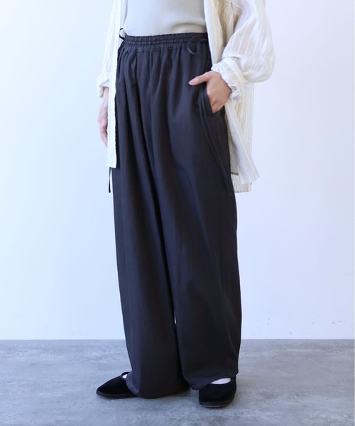 ゆんページ yuni パンツ Rayon/cotton twill product dye drawstrings パンツ