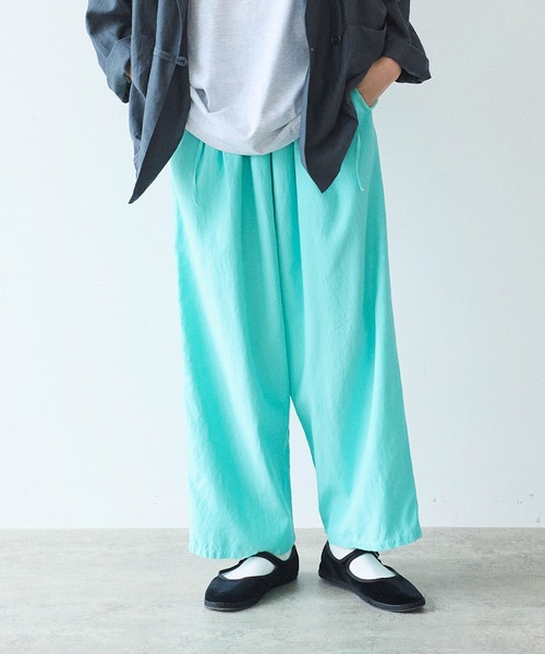 yuni パンツ Rayon/cotton twill product dye drawstrings パンツ