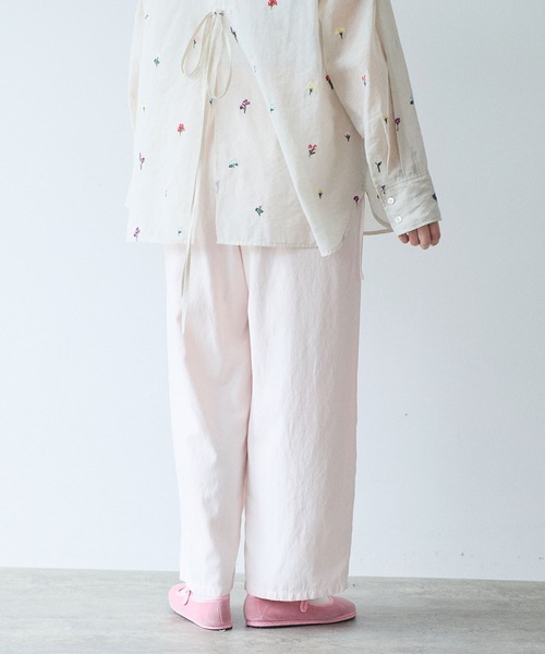 yuni パンツ Rayon/cotton twill product dye drawstrings パンツ