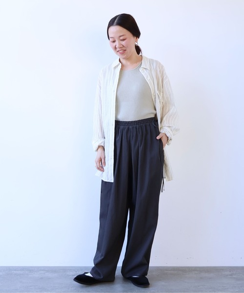 yuni パンツ Rayon/cotton twill product dye drawstrings パンツ