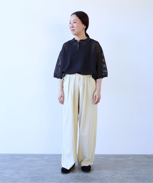 yuni パンツ Rayon/cotton twill product dye drawstrings パンツ