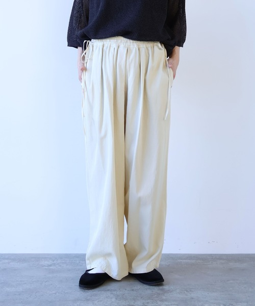 yuni パンツ Rayon/cotton twill product dye drawstrings パンツ