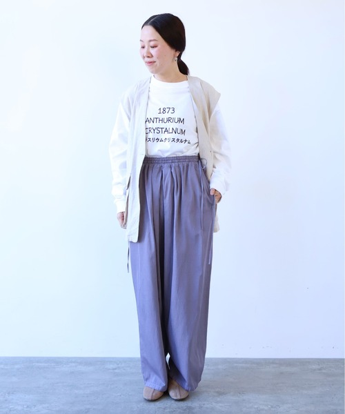 yuni パンツ Rayon/cotton twill product dye drawstrings パンツ