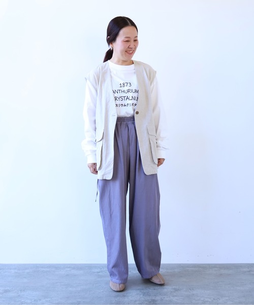 yuni パンツ Rayon/cotton twill product dye drawstrings パンツ