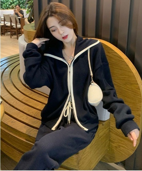 NoBelle ジャージ 上下セットアップ 配色ジャージフードトップス