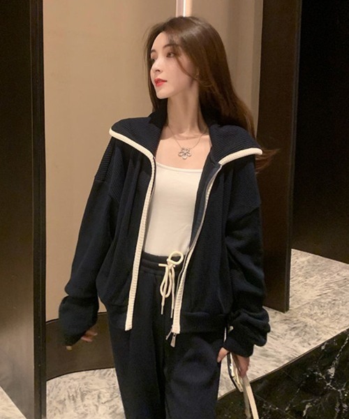 Admiral フード付きジャージ上下セット　レディースL NoBelle ジャージ 上下セットアップ 配色ジャージフードトップス