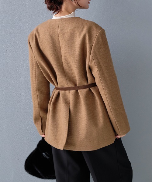 ノーカラーコート コート 3点セット ノーカラーミドルコート