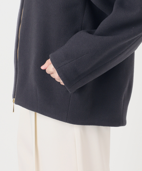 【試着のみ美品】NOBLE/MTRレイズドネックジップコート/ノーブル ノーブル NOBLE MTRレイズドネックジップコート （ナチュラル