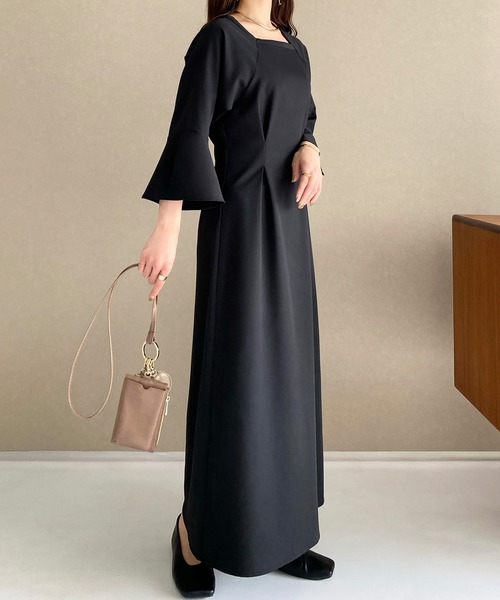 「callautia」 7分袖ワンピース X-LARGE ブラック レディース_画像9