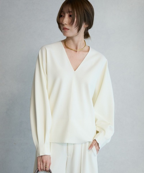 BABYLONE（バビロン） tシャツ 「多機能素材」ジョーゼットVネックプル