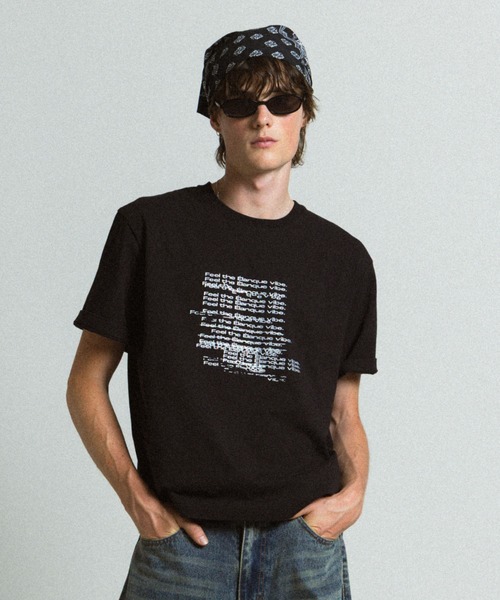 Elanque tシャツ graphic lame print T-shirt / グラフィックラメ