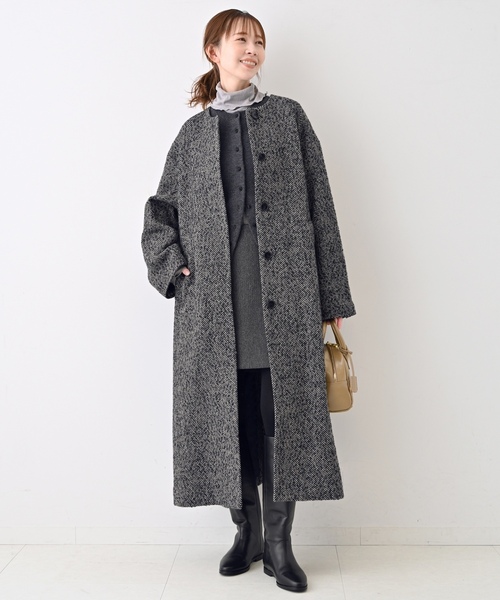 SLOBE IENA ロングコート グレー 36 SLOBE IENA（スローブイエナ） コート 36 チャコールグレー レディース