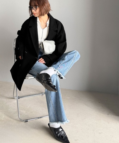 「classicalelf」 チェスターコート LARGE ブラック レディース_画像8