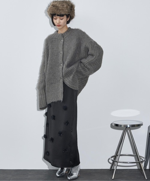 「THE YOn」 ニットカーディガン FREE グレー レディース_画像4