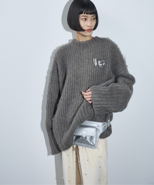 「THE YOn」 ニットカーディガン FREE グレー レディース_画像5