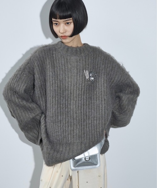 「THE YOn」 ニットカーディガン FREE グレー レディース_画像6