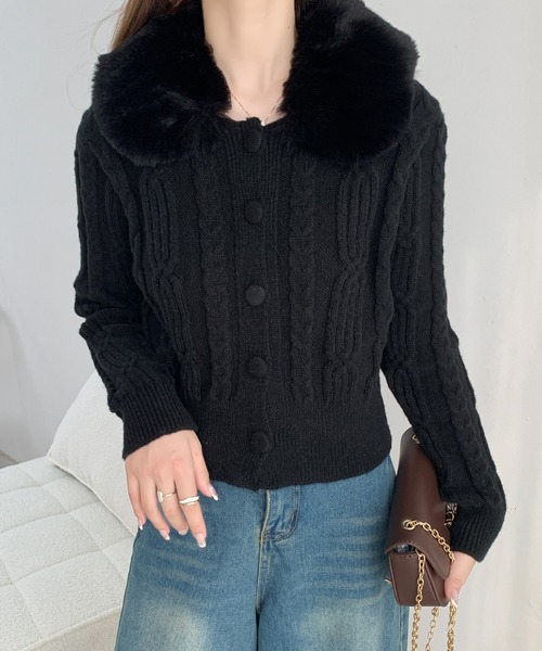 「ECLIN」 ニットカーディガン FREE アイボリー レディース_画像2