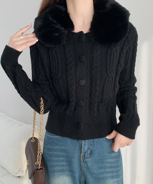 「ECLIN」 ニットカーディガン FREE アイボリー レディース_画像3