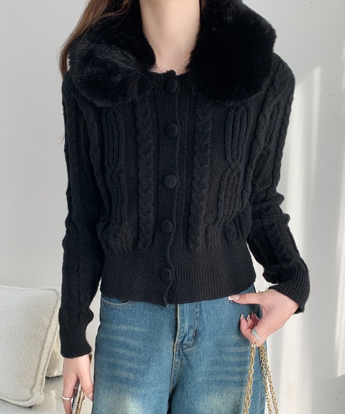 「ECLIN」 ニットカーディガン FREE アイボリー レディース_画像4