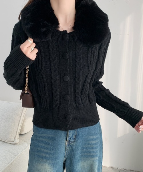 「ECLIN」 ニットカーディガン FREE アイボリー レディース_画像6