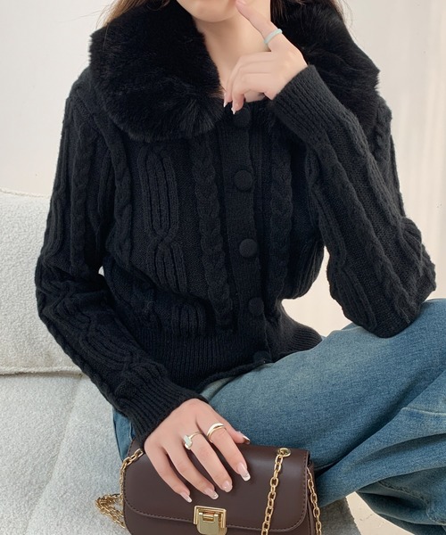 「ECLIN」 ニットカーディガン FREE アイボリー レディース_画像7