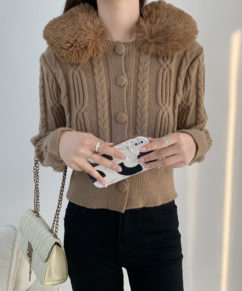 「ECLIN」 ニットカーディガン FREE アイボリー レディース_画像9